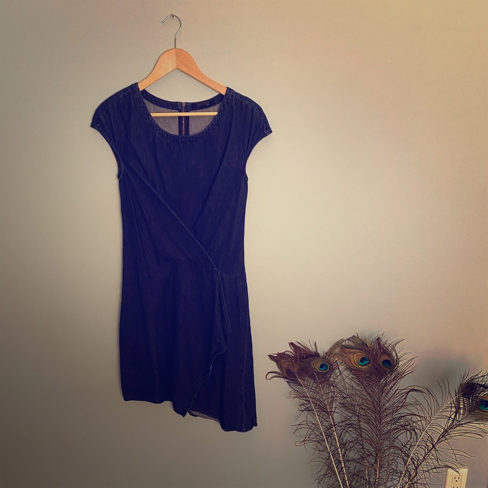All Saints Drop Waist Asymmetrical Jean Dress, 2